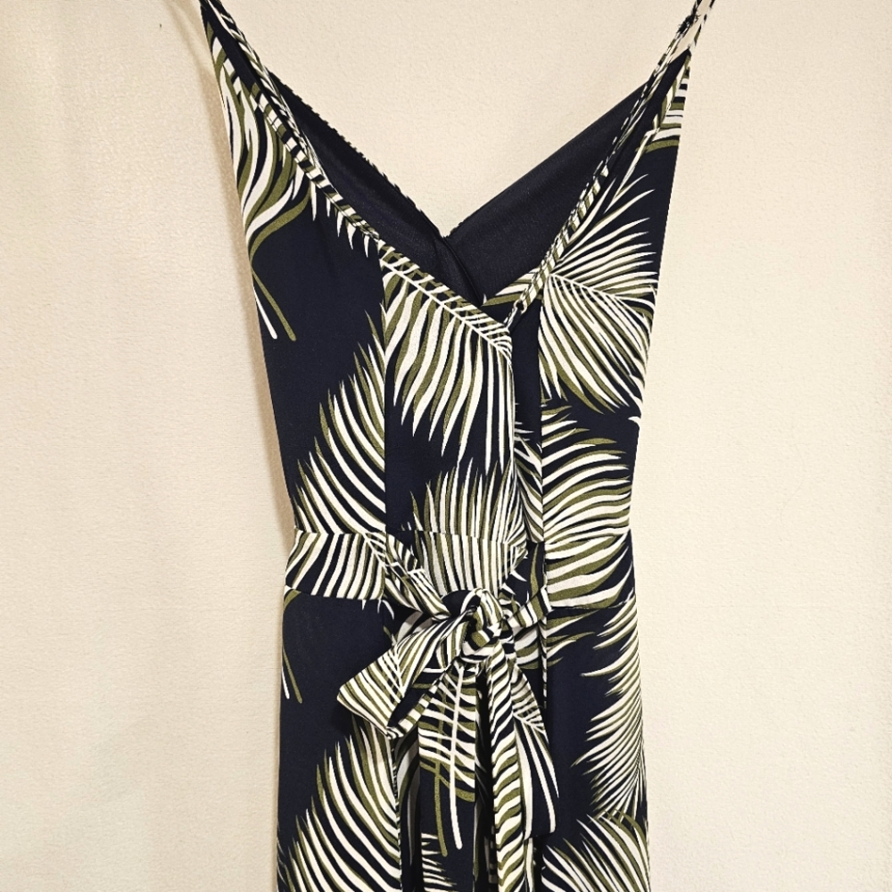 Jumpsuit Navy Blue Palm Print